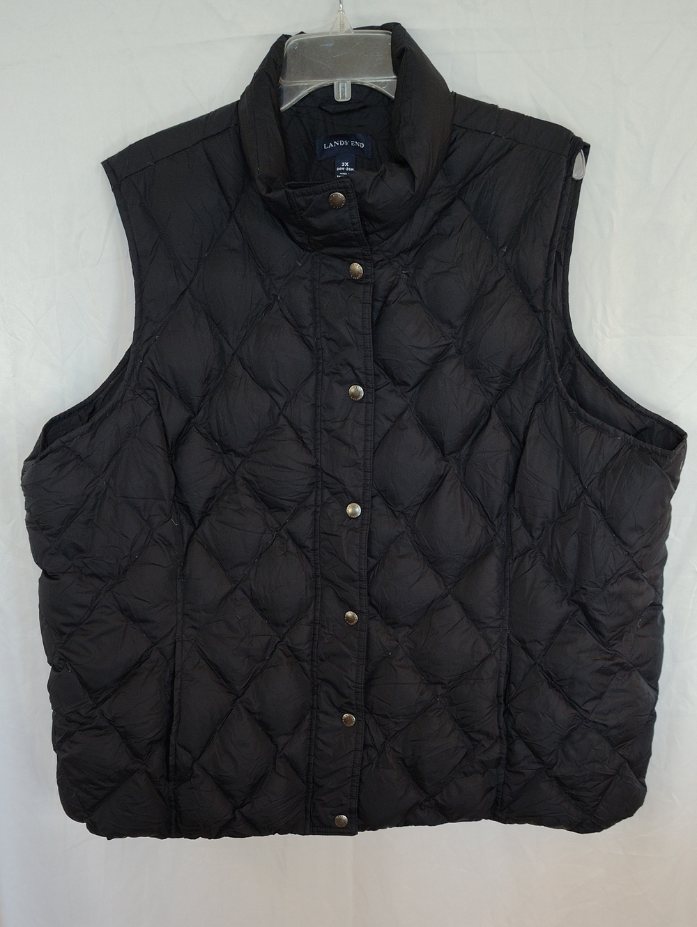 Lands' End Black Quilted Snap-Front Puffer Vest